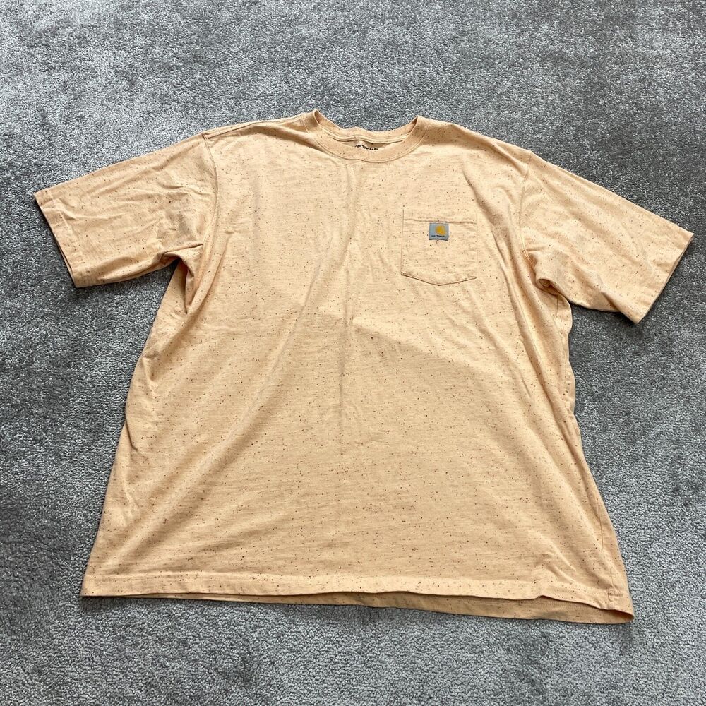 Carhartt K87 Loose Fit T-Shirt Men 2XL Orange Crew Neck Cotton Casual Pocket Tee